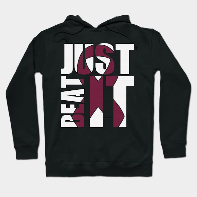 Just Beat It Sickle Cell Awareness Burgundy Ribbon Warrior Hoodie by celsaclaudio506